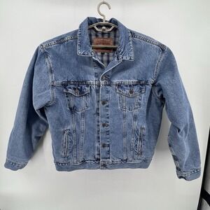VTG 90s LEVI'S USA Mens Large 100%‎ Cotton Denim Flannel Lined Trucker Jacket